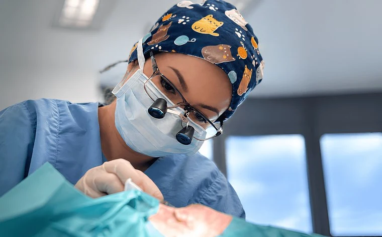 Dr. (Univ. Isfahan) Newsha Khorramian-König bei einer Operation in den OP-Räumen in Singen